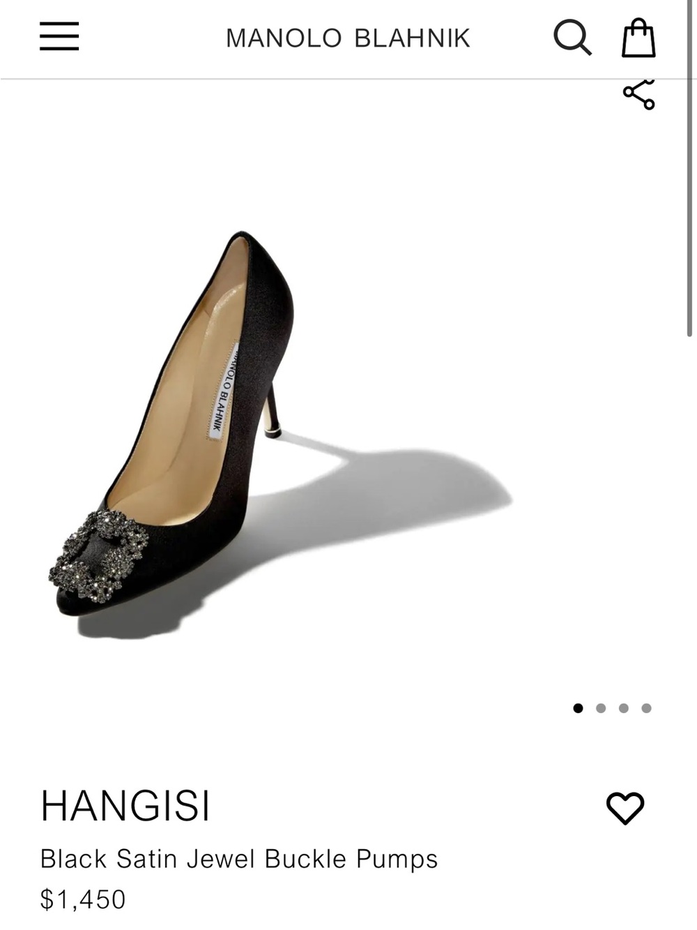 Manolo Blahnik Black Satin Hangisi Jewel-Buckle Pumps